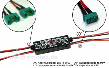 DPSI Micro DualBat 5,9V/7,2V Akkuweiche, 2x MPX - 1x MPX