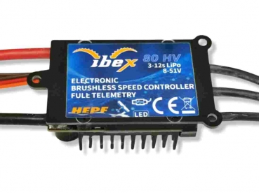 80A Ibex 80 HV Brushless Controller OPTO,  3S - 12S Lipo, Telemetrie