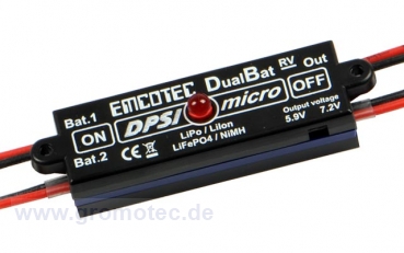 DPSI Micro DualBat 5,9V/7,2V Akkuweiche, 2x XT60 - 2 x JR