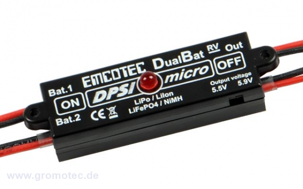 DPSI Micro DualBat 5,9V/7,2V Akkuweiche, 2x MPX - 1x MPX